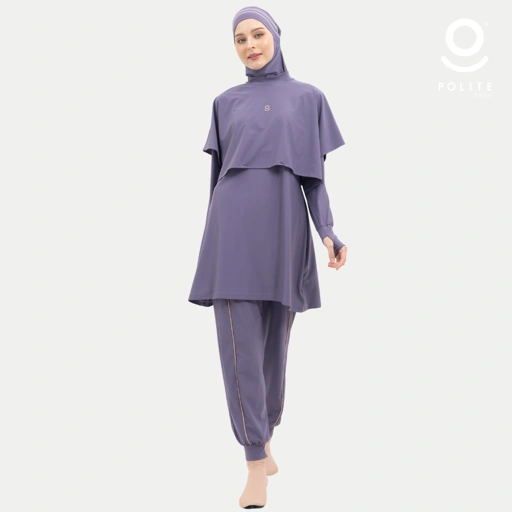 Image of Baju Renang Muslimah Premium Syar'i - 1SHARK DV-CL A LINE (DARK VIOLET - COCKTAIL)