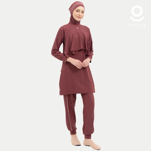 Image of Baju Renang Muslimah Premium Syar'i - 1SHARK FIN RP-CL (RED PLUM - COCKTAIL)