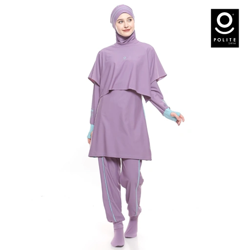 Image of Baju Renang Muslimah Premium Syar'i - 1SHARK LC-CB (LILAC - CADED BLUE)