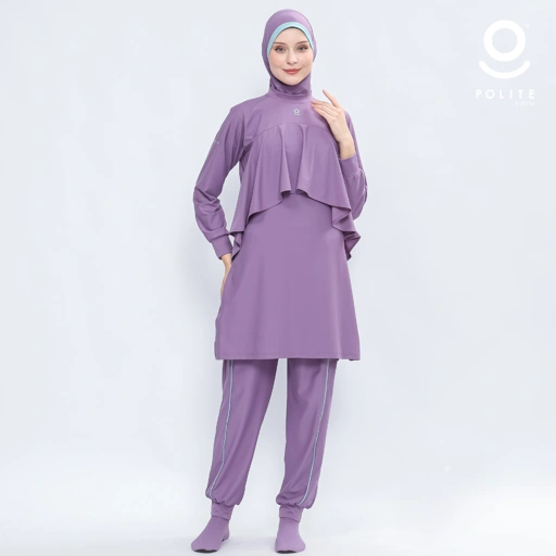 Image of Baju Renang Muslimah Premium Syar'i - 1WHALE FIN LC-CB (LILAC - CADED BLUE)