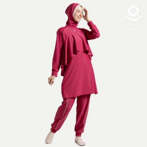 Image of Baju Renang Muslimah Premium Syar'i - 1WHALE FIN MR-CL (MAROON - COCKTAIL)