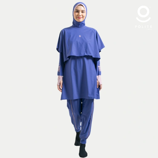 Image of Baju Renang Muslimah Premium Syar'i - 1WHALE VB-WR (VIOLET BLUE - WOOD ROSE)