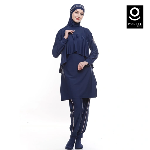 Image of Baju Renang Muslimah Premium Syar'i - 2SHARK FIN NV-CL (NAVY - COCKTAIL)