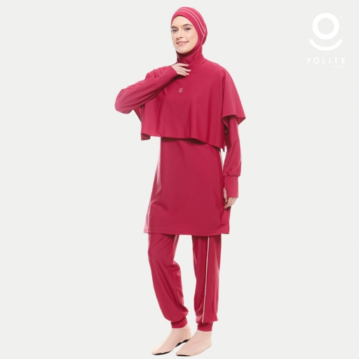 Image of Baju Renang Muslimah Premium Syar'i - 2SHARK MR-CL (MAROON - COCKTAIL)