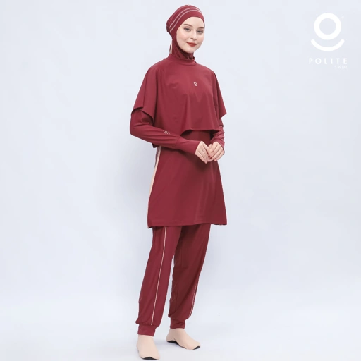 Image of Baju Renang Muslimah Premium Syar'i - 2SHARK RP-CL (RED PLUM - COCKTAIL)
