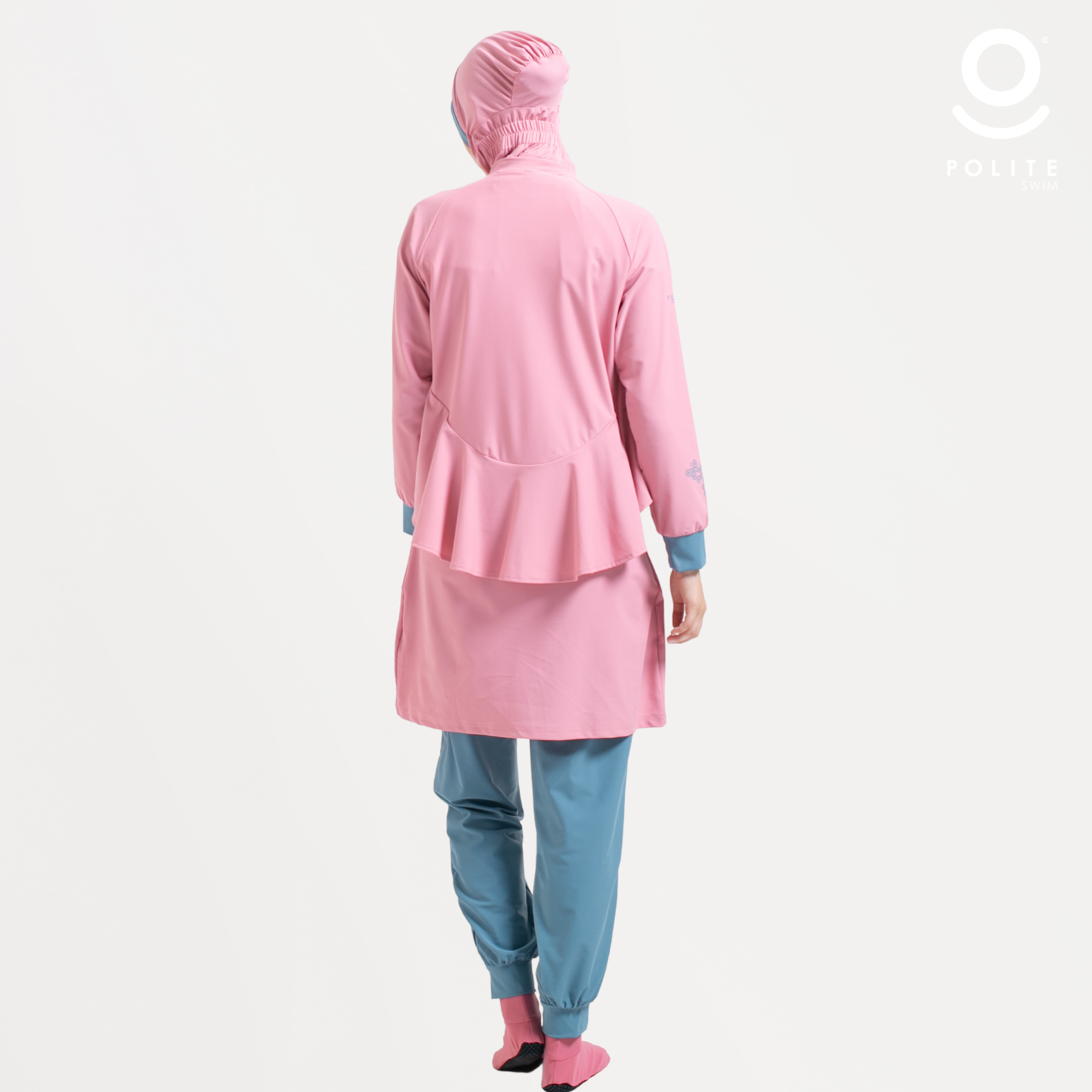 Baju Renang Muslimah Premium Syar'i - 2WHALE FIN PI-TB (PINK - TURKISH BLUE)