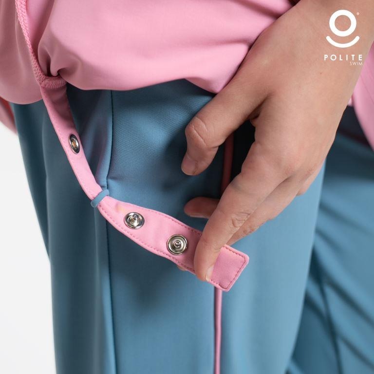 Baju Renang Muslimah Premium Syar'i - 2WHALE FIN PI-TB (PINK - TURKISH BLUE)