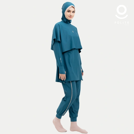 Image of Baju Renang Muslimah Premium Syar'i - 3WHALE DT-CL A LINE (DARK TEAL - COCKTAIL) 1