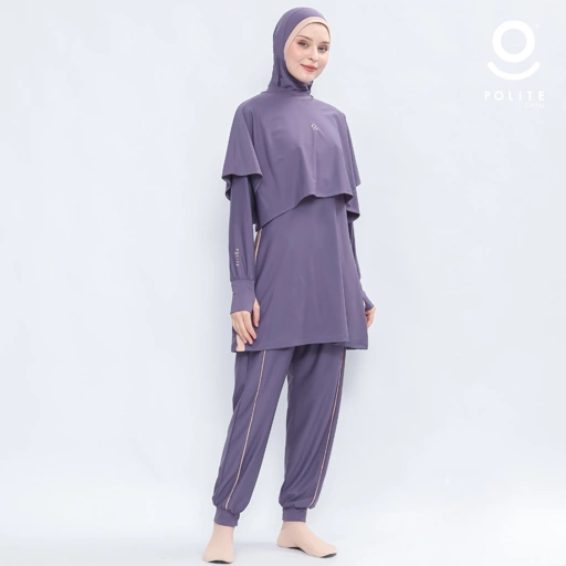 Image of Baju Renang Muslimah Premium Syar'i - 3WHALE DV-CL (DARK VIOLET - COCKTAIL)