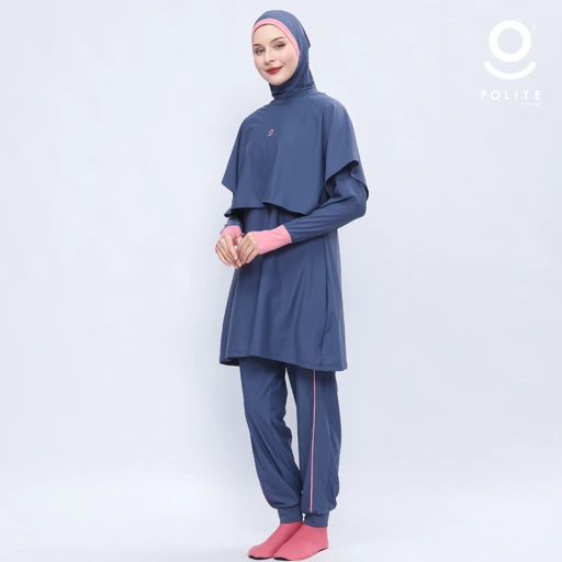 Image of Baju Renang Muslimah Premium Syar'i - 3WHALE SP-PI A LINE (SPRUCE - PINK)