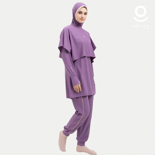 Image of Baju Renang Muslimah Premium Syar'i - 5WHALE IP-CL A LINE (IRISH PURPLE - COCKTAIL)