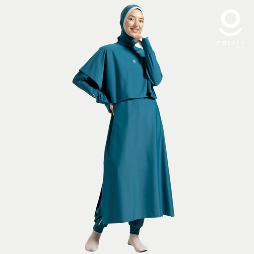 Image of Baju Renang Muslimah Premium Syar'i - L. TUN WHALE DT-CL A LINE (DARK TEAL - COCKTAIL)