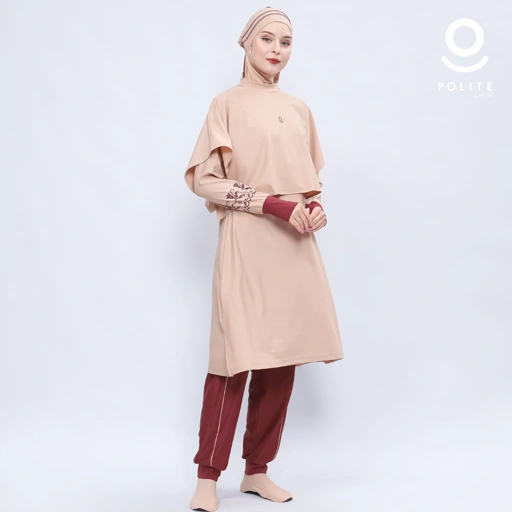 Image of Baju Renang Muslimah Premium Syar'i - TUN SHARK CL-RP A LINE (COCKTAIL - RED PLUM)