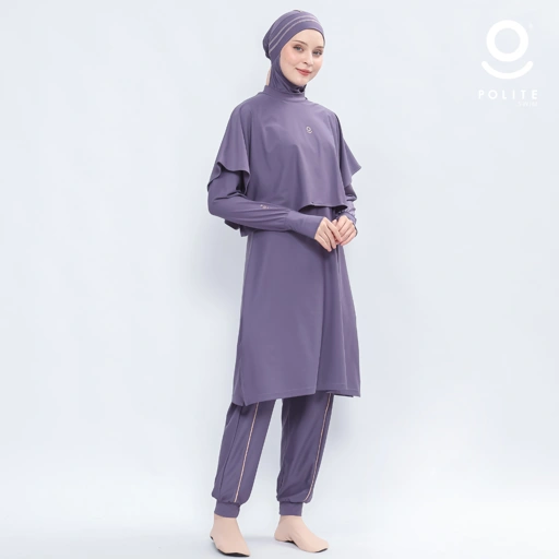 Image of Baju Renang Muslimah Premium Syar'i - TUN SHARK DV-CL A LINE (DARK VIOLET - COCKTAIL)