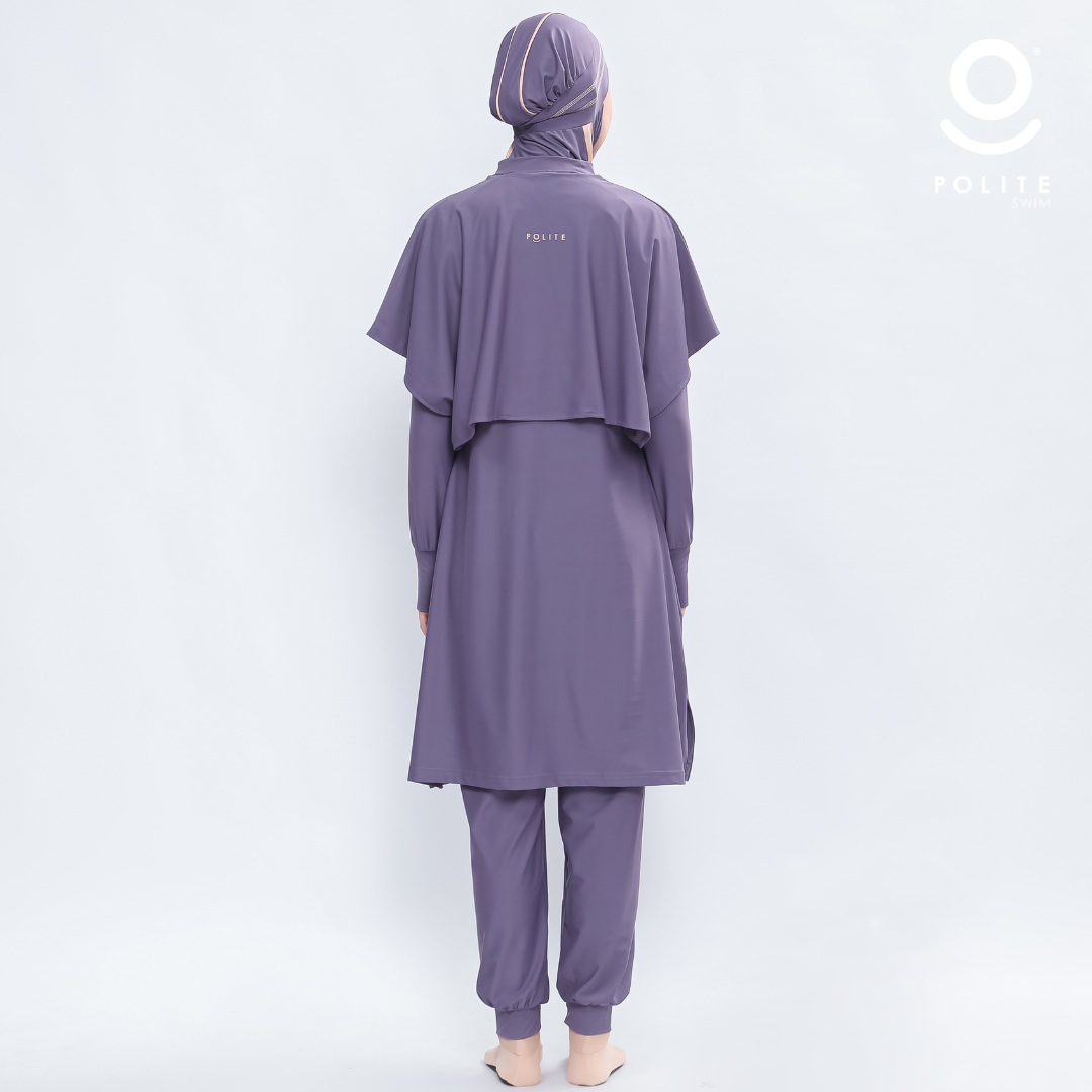 Baju Renang Muslimah Premium Syar'i - TUN SHARK DV-CL A LINE (DARK VIOLET - COCKTAIL)