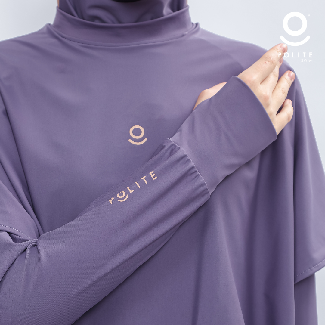 Baju Renang Muslimah Premium Syar'i - TUN SHARK DV-CL A LINE (DARK VIOLET - COCKTAIL)