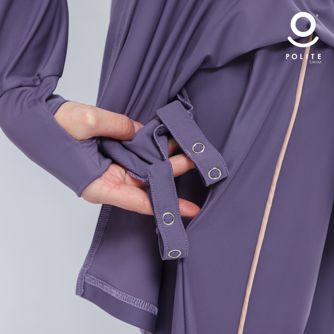 Baju Renang Muslimah Premium Syar'i - TUN SHARK DV-CL A LINE (DARK VIOLET - COCKTAIL)