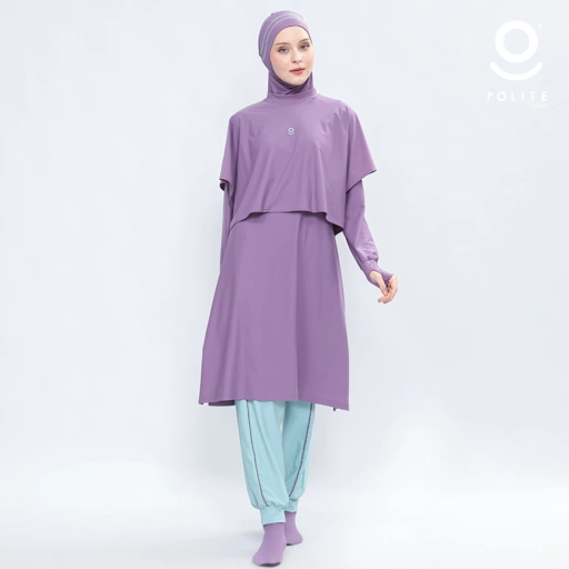 Image of Baju Renang Muslimah Premium Syar'i - TUN SHARK LC-CB A LINE (LILAC - CADED BLUE)