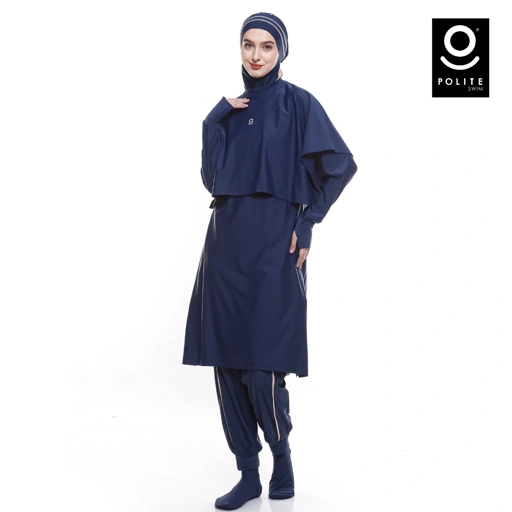 Image of Baju Renang Muslimah Premium Syar'i - TUN SHARK NV-CL A LINE (NAVY - COCKTAIL)