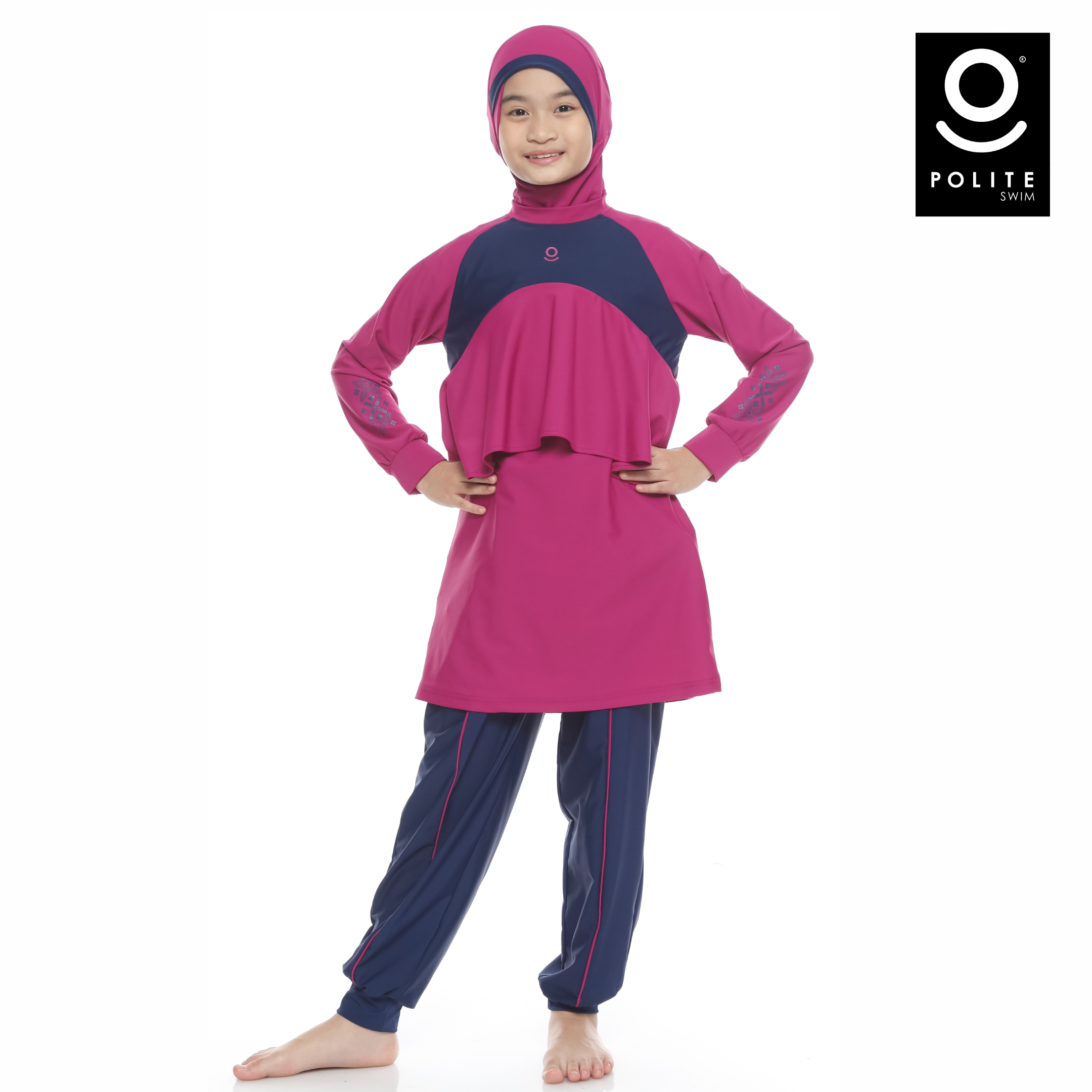 Baju Renang Anak Muslimah - MARLIN WN-NV (WINE - NAVY)