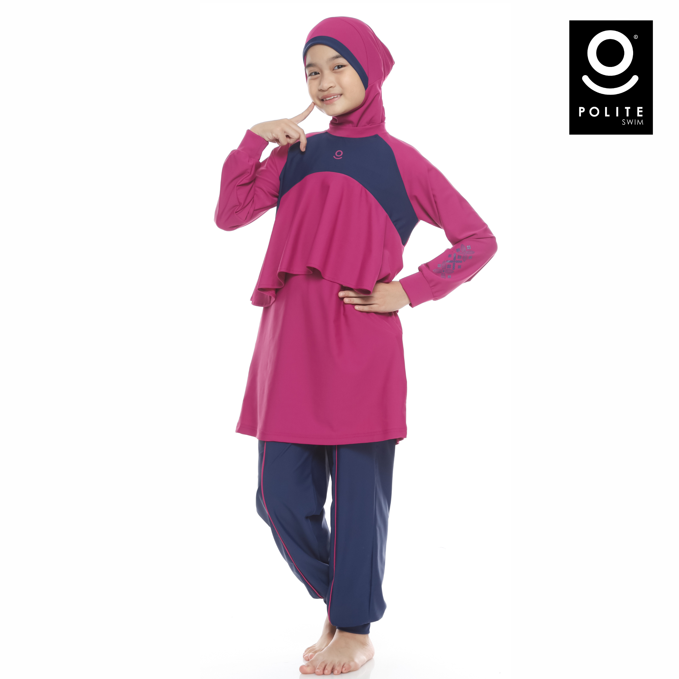 Baju Renang Anak Muslimah - MARLIN WN-NV (WINE - NAVY)