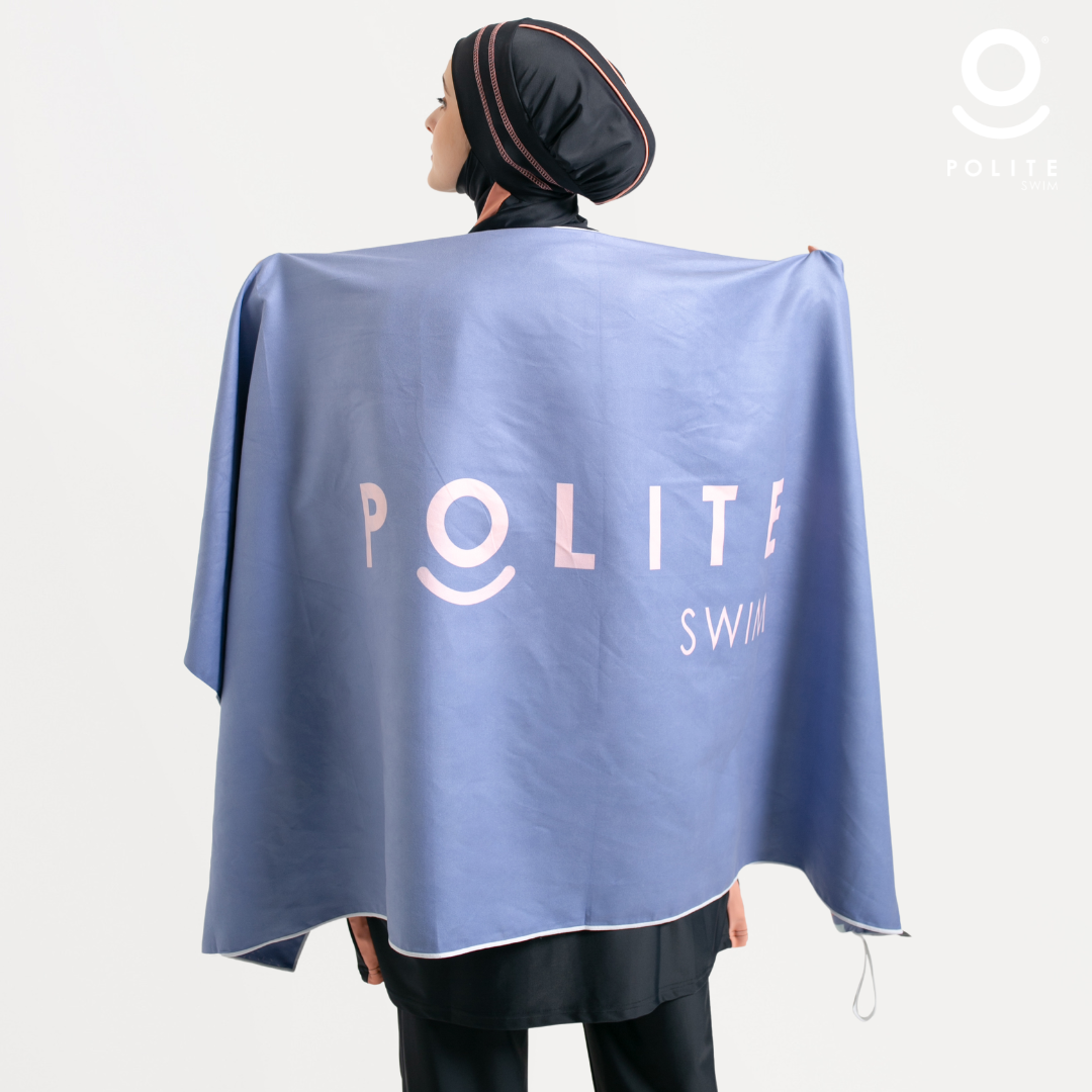 POLITE SWIMMING TOWEL NAVY CORAL REEFS