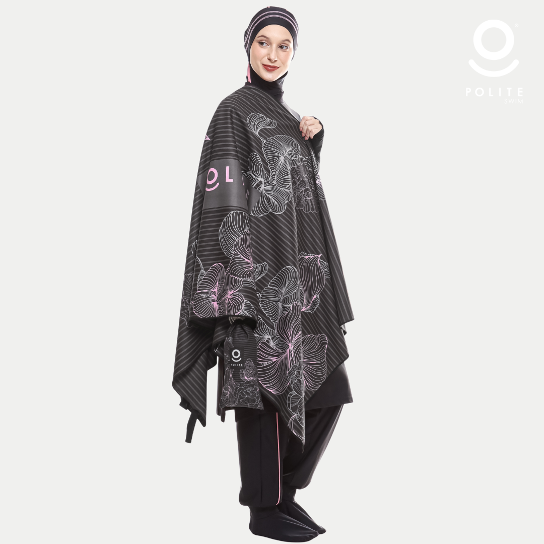 POLITE SWIMMING TOWEL BLACK ROSE