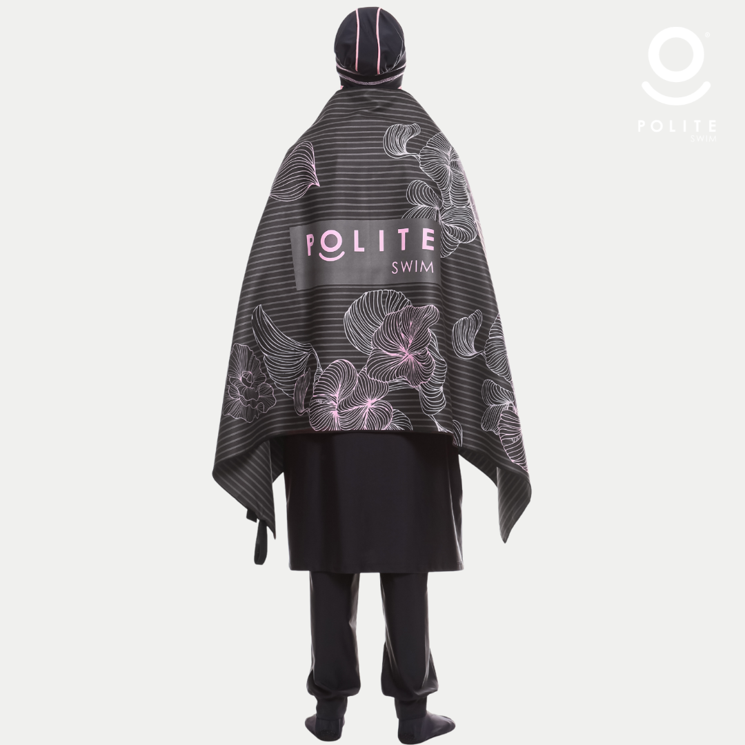 POLITE SWIMMING TOWEL BLACK ROSE