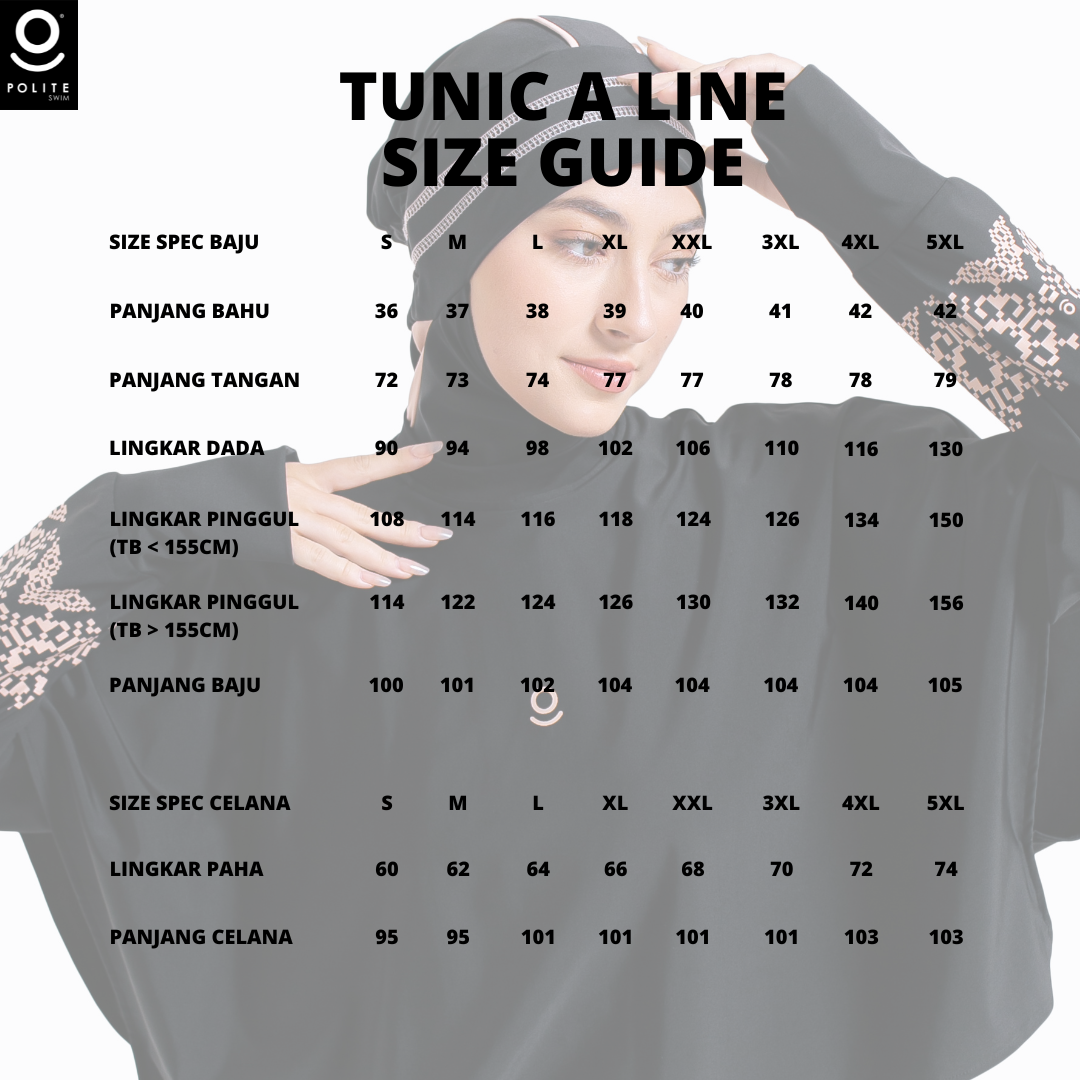 Baju Renang Muslimah Premium Syar'i - TUN SHARK BK-CL A LINE (BLACK - COCKTAIL)