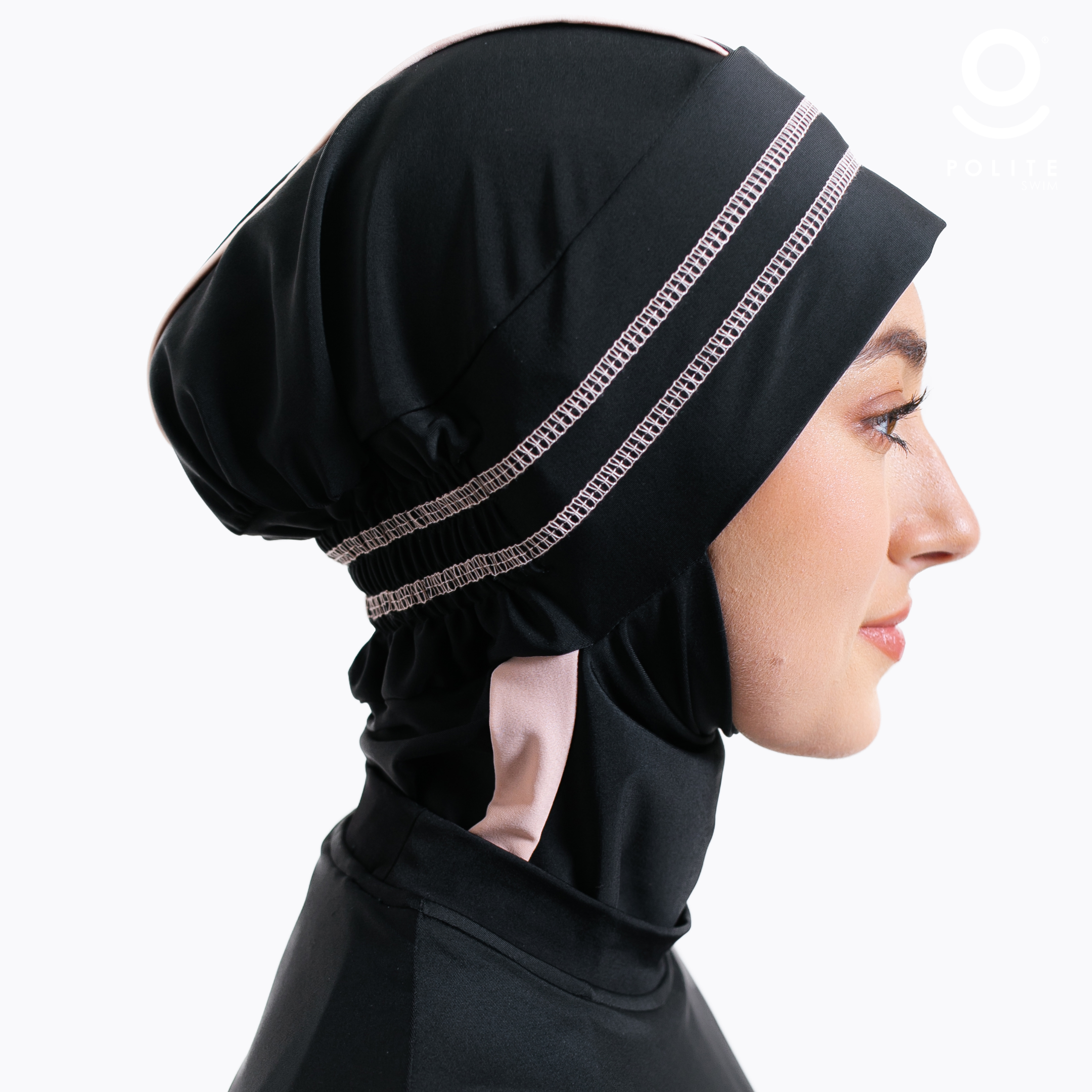 Baju Renang Muslimah Premium Syar'i - TUN SHARK BK-CL A LINE (BLACK - COCKTAIL)