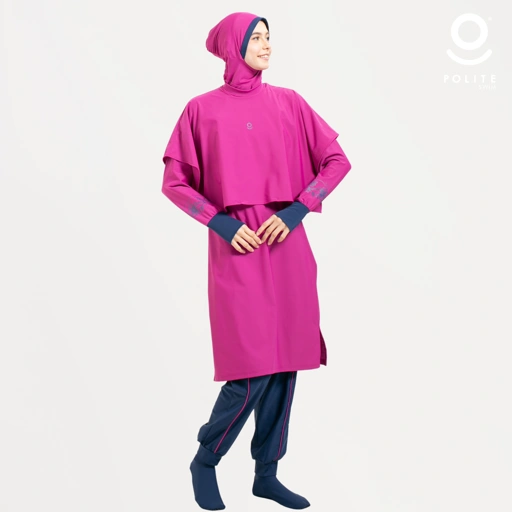 Image of Baju Renang Muslimah Premium Syar'i - TUN WHALE WN-NV (WINE - NAVY) 