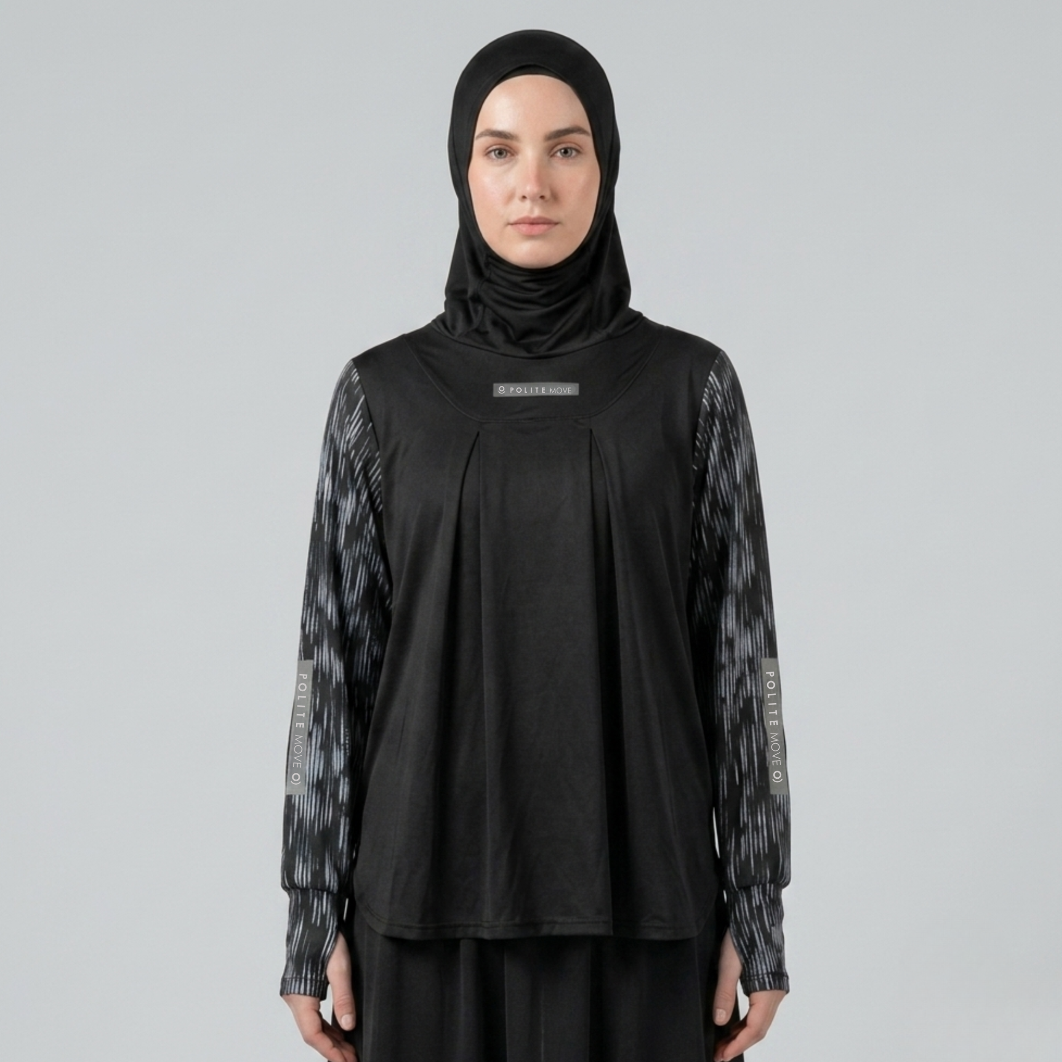 Baju Olahraga Muslimah - HITBLOUSE BLACK PRINTING