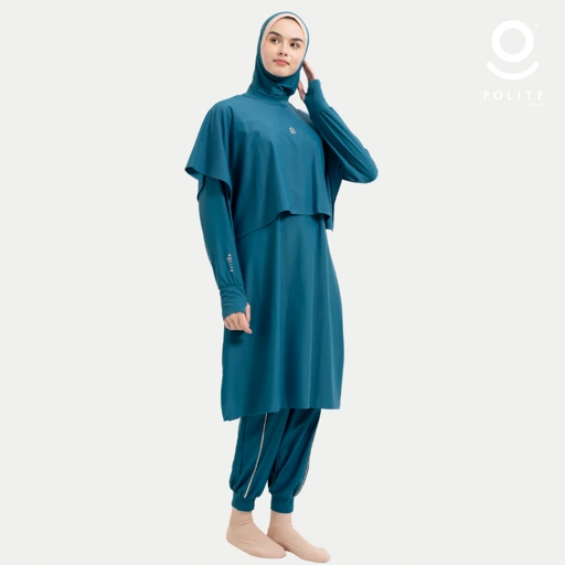 Image of Baju Renang Muslimah Premium Syar'i - TUN WHALE DT-CL A LINE (DARK TEAL - COCKTAIL)