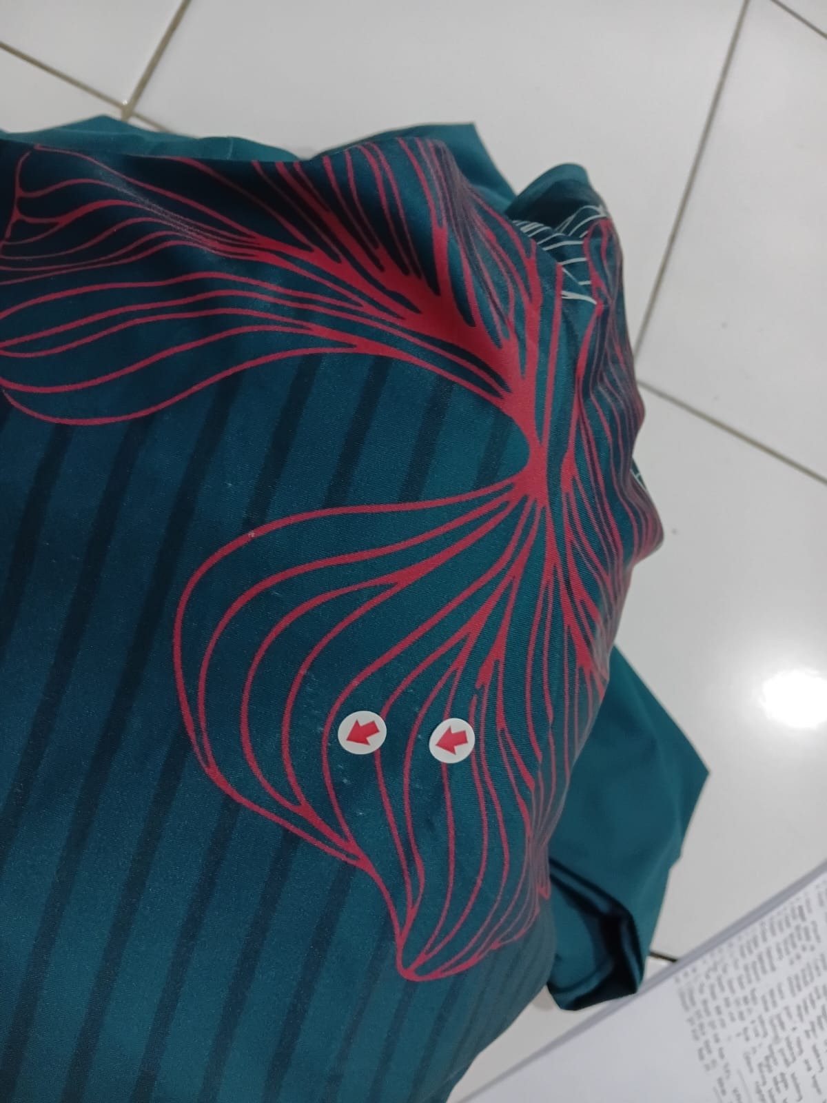 DEFECT Baju Renang Muslimah Premium Syar'i - 1SHARK DT-RSF ROSE A LINE (DARK TEAL - RED SAFFRON)