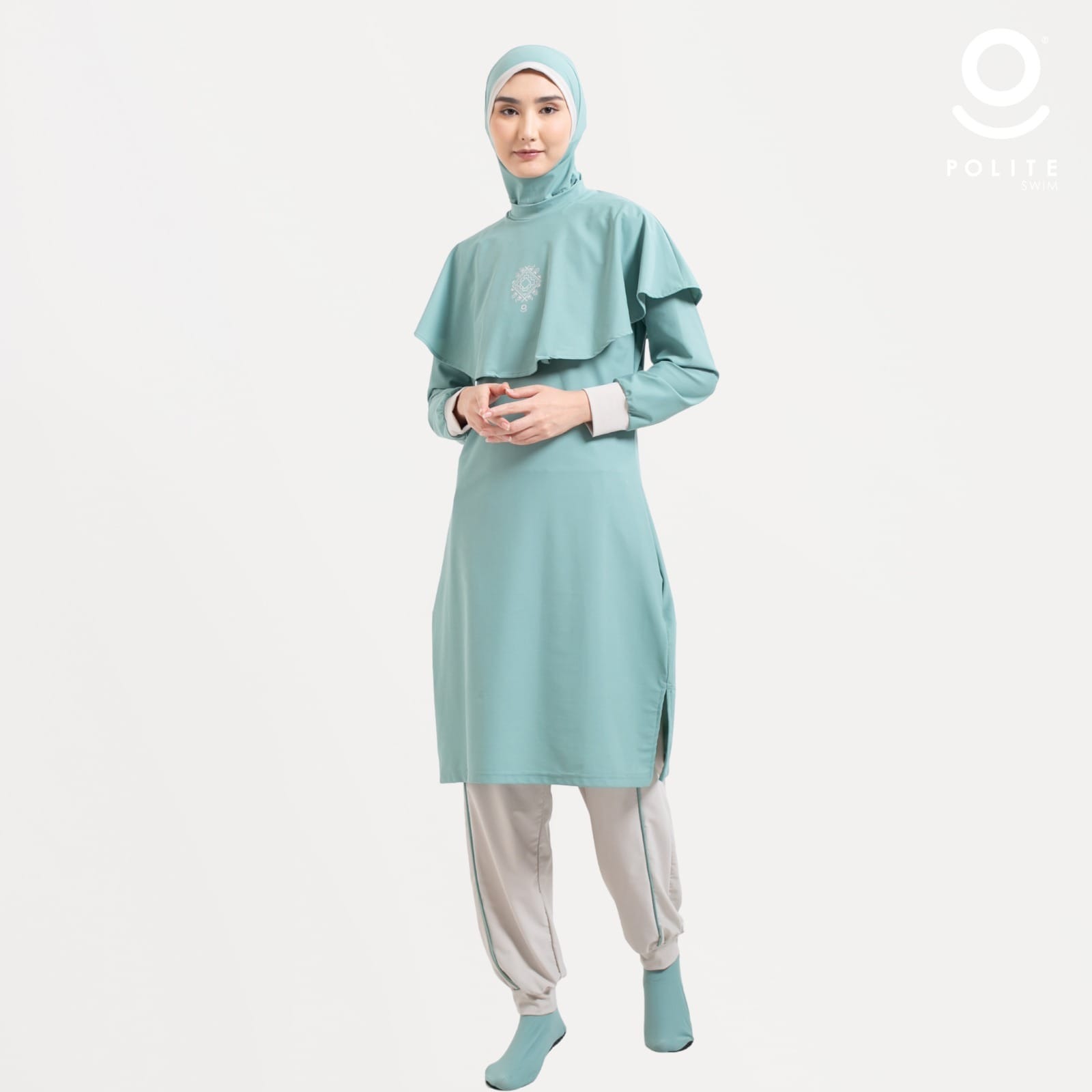 DEFECT Baju Renang Muslimah Premium Syar'i - TUN WHALE LG-NU (LIME GREEN - NUDE)