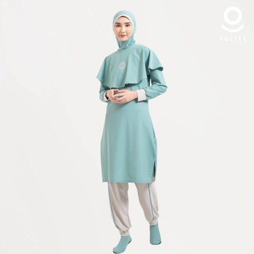 DEFECT Baju Renang Muslimah Premium Syar'i - TUN WHALE LG-NU (LIME GREEN - NUDE)