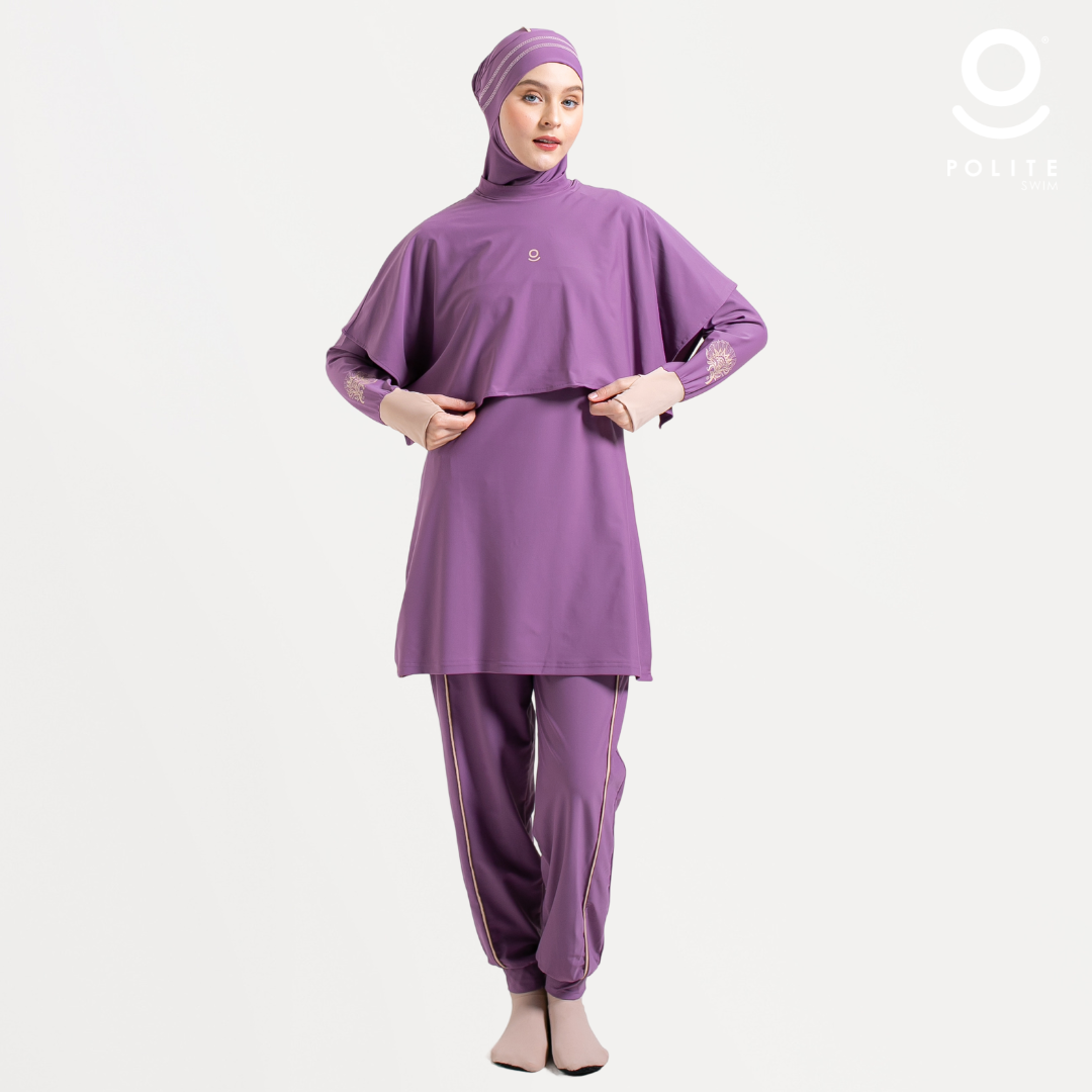 DEFECT Baju Renang Muslimah Premium Syar'i - 3SHARK IP-CL (IRISH PURPLE - COCKTAIL)