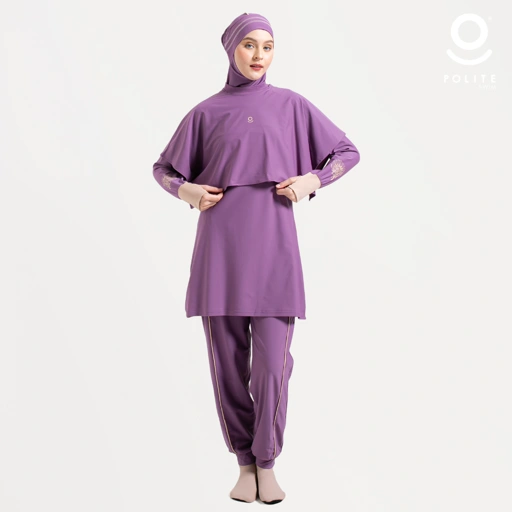 DEFECT Baju Renang Muslimah Premium Syar'i - 3SHARK IP-CL (IRISH PURPLE - COCKTAIL)