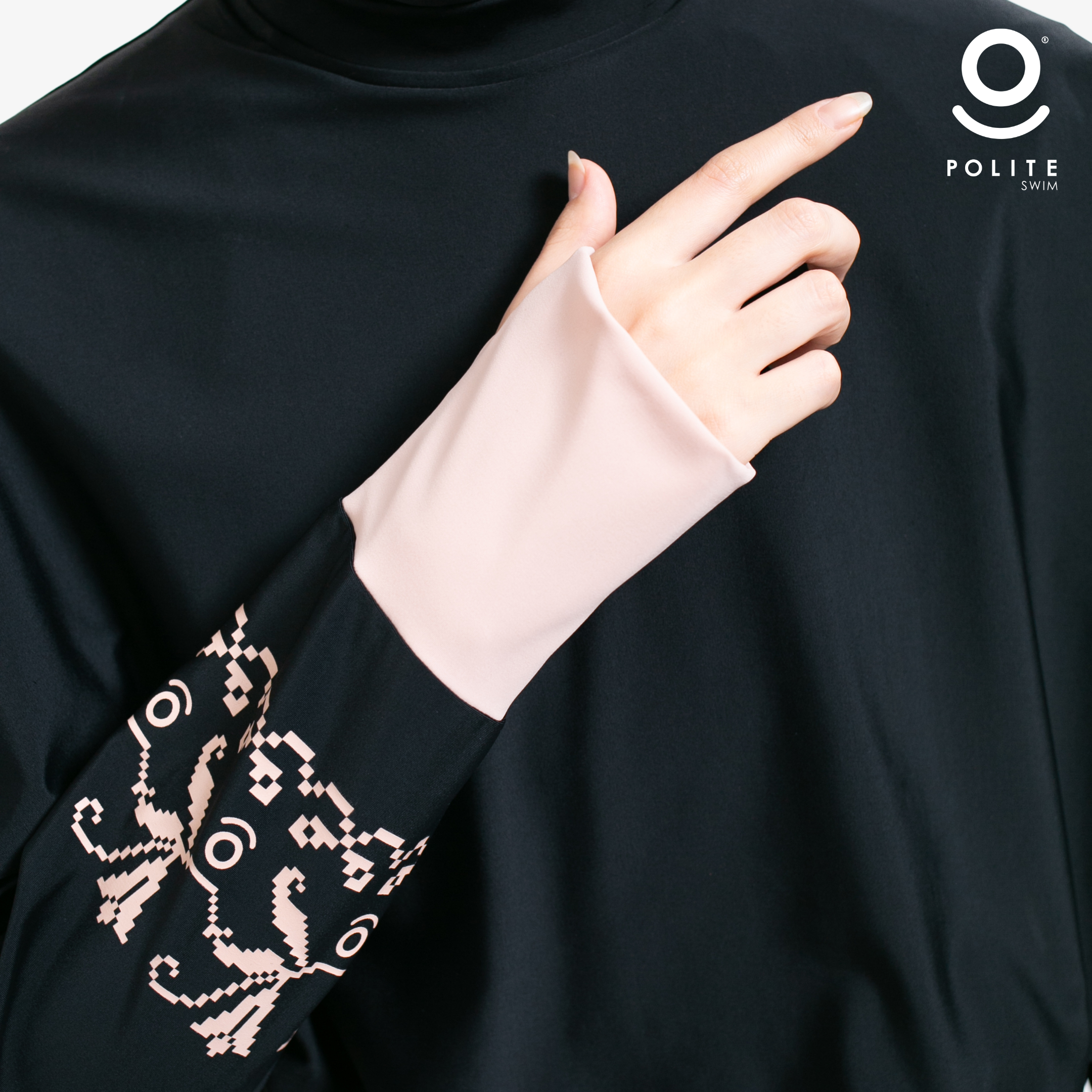 Baju Renang Muslimah Premium Syar'i - 2WHALE BK-CL A LINE (BLACK - COCKTAIL)