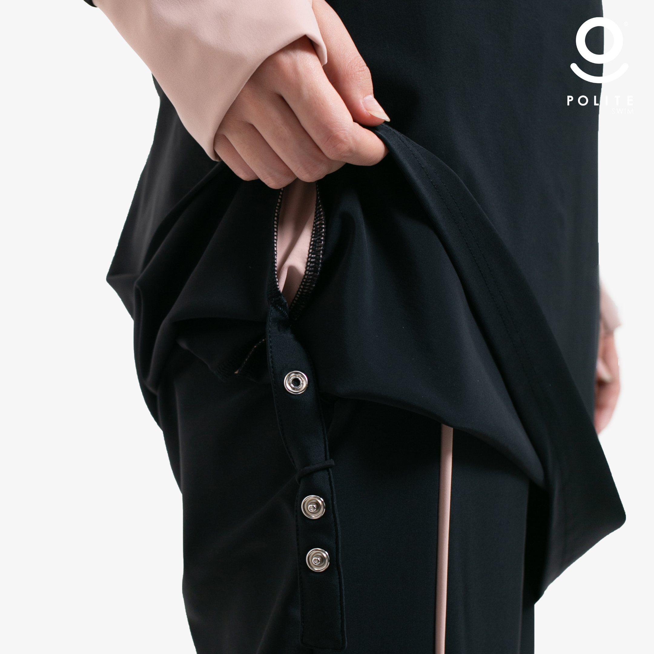 Baju Renang Muslimah Premium Syar'i - 2WHALE BK-CL A LINE (BLACK - COCKTAIL)