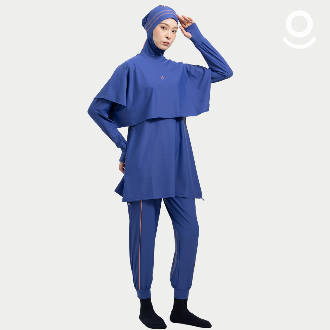 Baju Renang Muslimah Premium Syar'i - 7SHARK VB-DS A LINE (VIOLET BLUE - DARK SALMON)