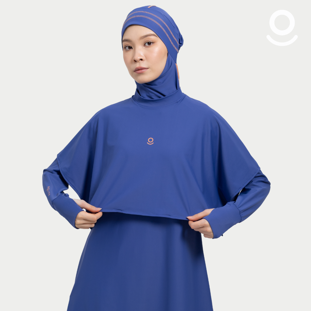 Baju Renang Muslimah Premium Syar'i - 7SHARK VB-DS A LINE (VIOLET BLUE - DARK SALMON)