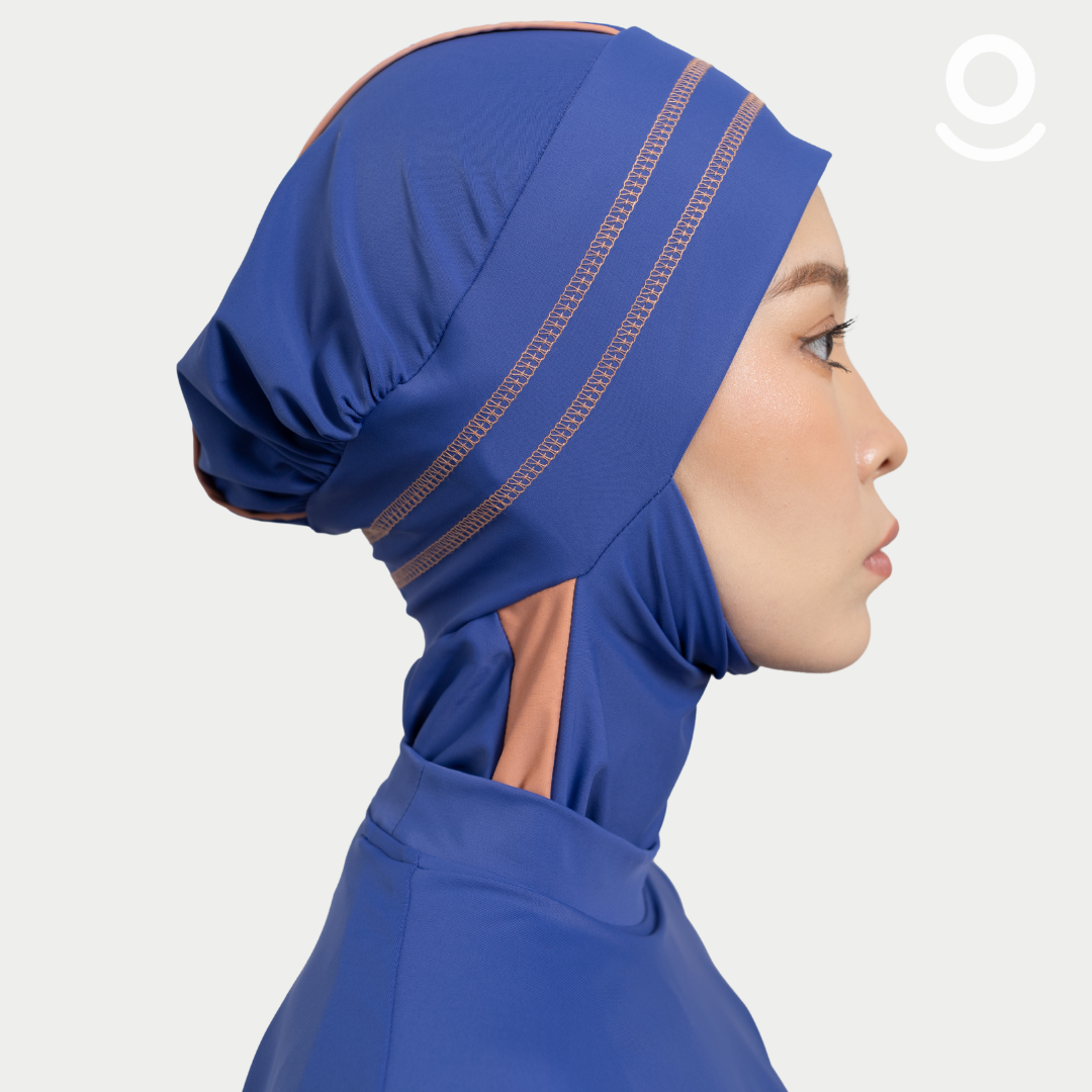 Baju Renang Muslimah Premium Syar'i - 7SHARK VB-DS A LINE (VIOLET BLUE - DARK SALMON)