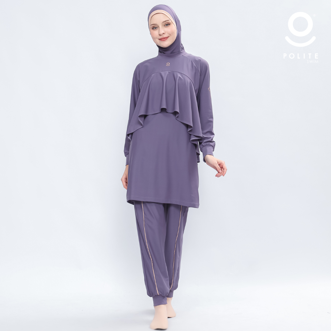 DEFECT Baju Renang Muslimah Premium Syar'i - 1WHALE FIN DV-CL (DARK VIOLET - COCKTAIL)