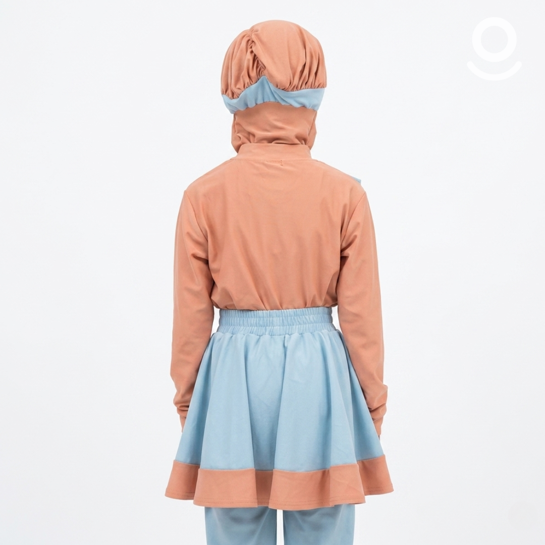 Baju Renang Anak Muslimah - NEMO DS-LB (DARK SALMON - LIGHT BLUE)