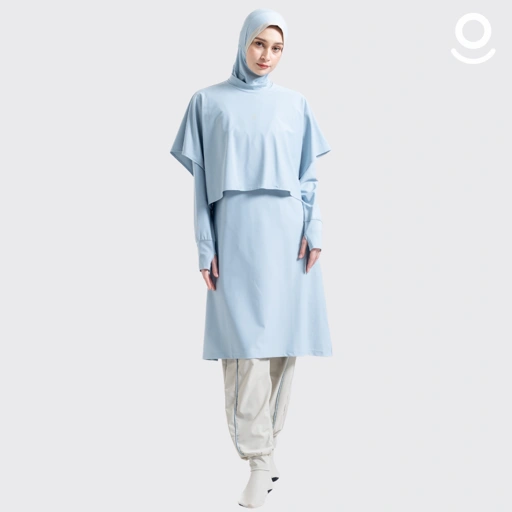 Image of Baju Renang Muslimah Premium Syar'i - TUN WHALE LB-NU (LIGHT BLUE - NUDE)