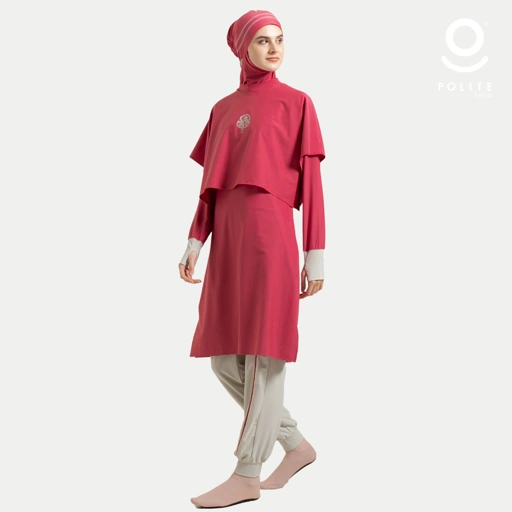 DEFECT Baju Renang Muslimah Premium Syar'i - TUN SHARK RSF-NU (RED SAFRON - NUDE) 