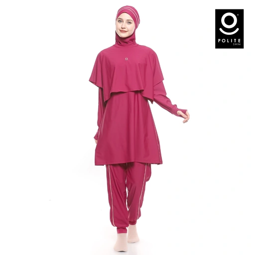 Image of Baju Renang Muslimah Premium Syar'i - 2SHARK PRP-CL A LINE (PURPLE - COCKTAIL) 