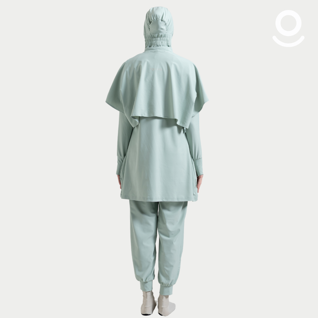 Baju Renang Muslimah Premium Syar'i - 3WHALE SG-NU A LINE (SAGE - NUDE)
