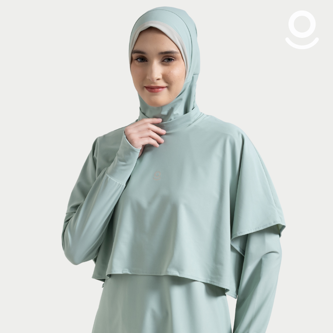Baju Renang Muslimah Premium Syar'i - 3WHALE SG-NU A LINE (SAGE - NUDE)
